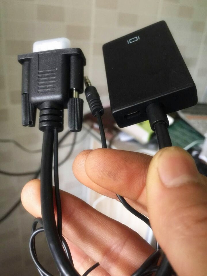 台式主机 vga转hdmi线高清 vga公转hdmi母电脑连接电视接头转换器