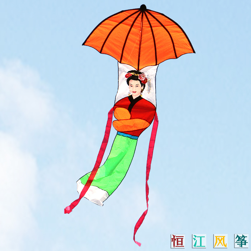 潍坊成人风筝大型潍坊风筝2017新款美女风筝仙女风争4.2米长易飞