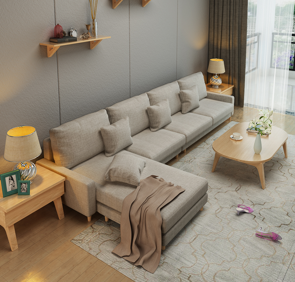北欧布艺沙发 日式沙发组合大小户型现代可拆洗家具简约麻布沙发