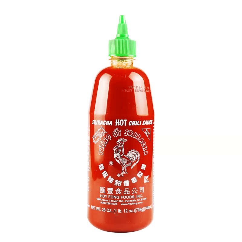 美国sriracha汇丰红公鸡是拉差辣椒酱拌饭酱蒜蓉香甜辣酱793g/瓶