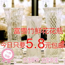 客厅插花摆件水培富贵竹百合台面花瓶现代大号玻璃透明花器 花瓶