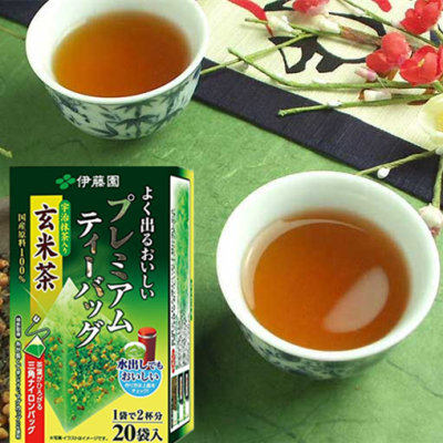 日本原装茶饮伊藤园宇治抹茶入玄米茶立体三角茶包20袋入