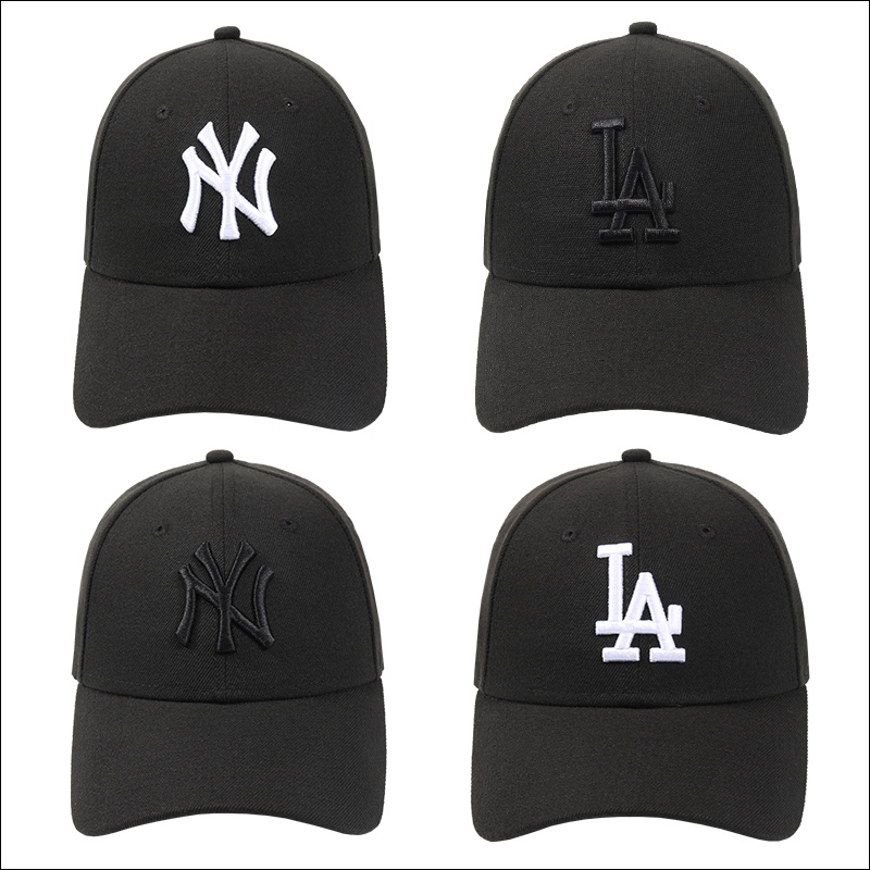 韩国正品mlb棒球帽男女黑色洋基队ny鸭舌帽道奇队la弯