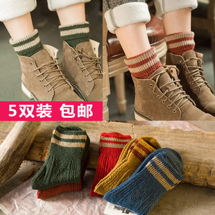 韩版袜子女秋冬季款堆堆袜韩国日系学院风中筒袜加厚保暖毛线长筒