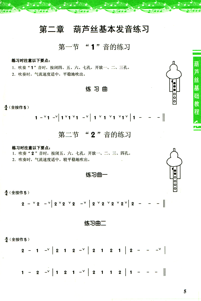 民族乐器基础教程 音乐辅导书葫芦丝入门初学基本教程书籍 音乐教材