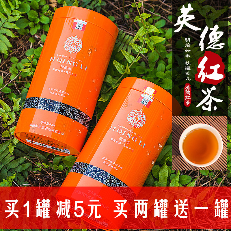 英红九号红茶茶叶 广东特产英德红茶礼盒罐装功夫红茶靓茶叶120G