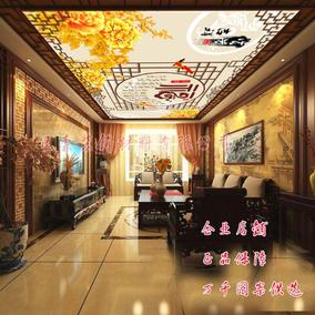 中式风格 软膜天花 火锅店 酒店餐厅吊顶 家装uv喷绘高清3d吊顶