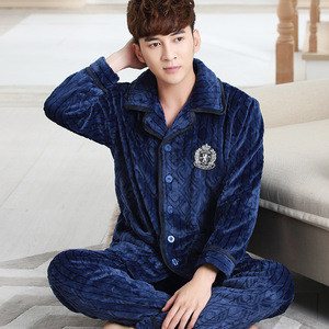 男士珊瑚绒保暖睡衣