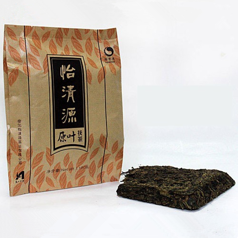 湖南安化黑茶云台山野生大叶怡清源原叶茯茶180g金花茯砖益阳特产