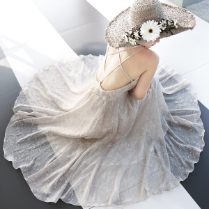 波西米亚露背吊带连衣裙