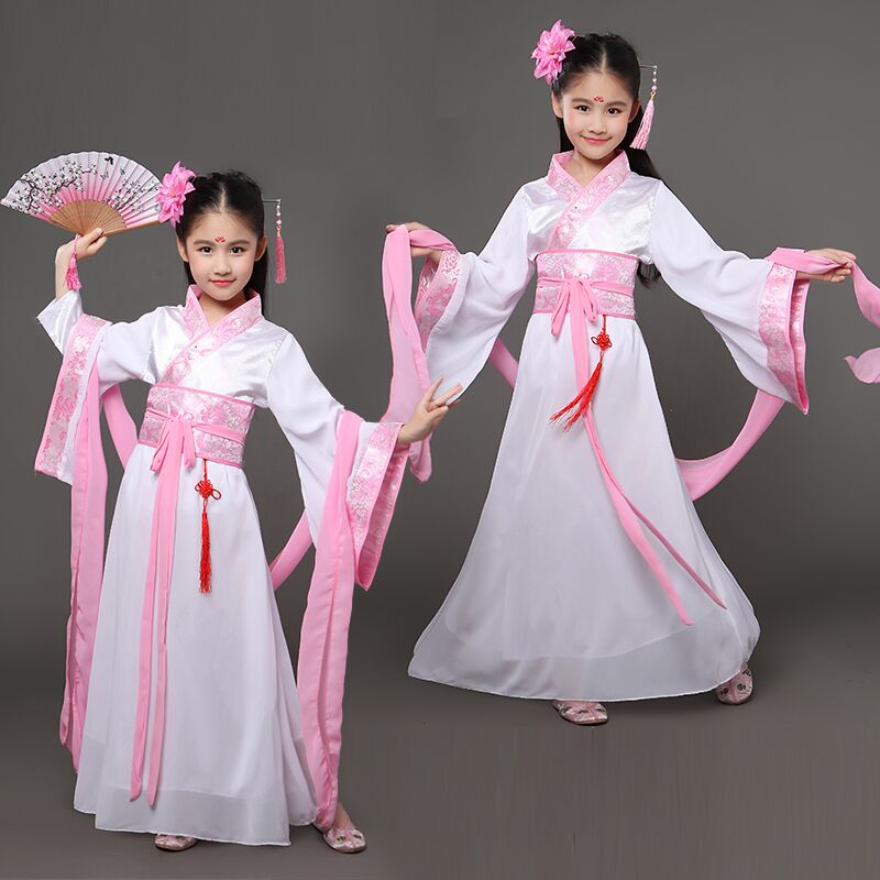 儿童古代古装长袖戏服女童仙女汉服小学生七仙女舞蹈演出表演服装