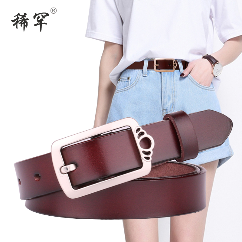 复古女士皮带真皮宽韩版针扣牛皮腰带女款休闲百搭装饰牛仔裤带女