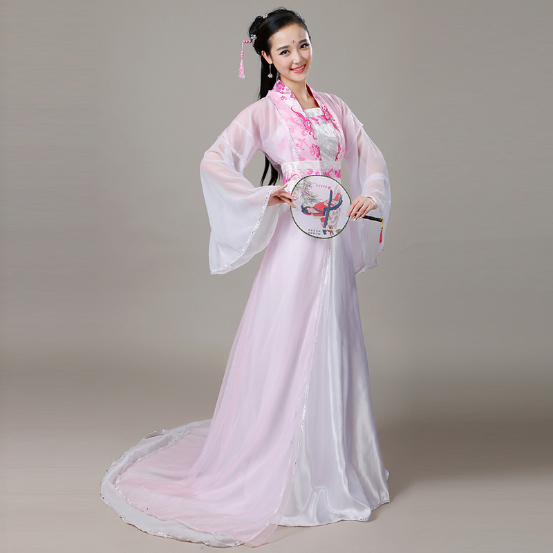 新款古代古装女服装汉服舞蹈仙女贵妃飘逸公主舞台表演古装拖尾