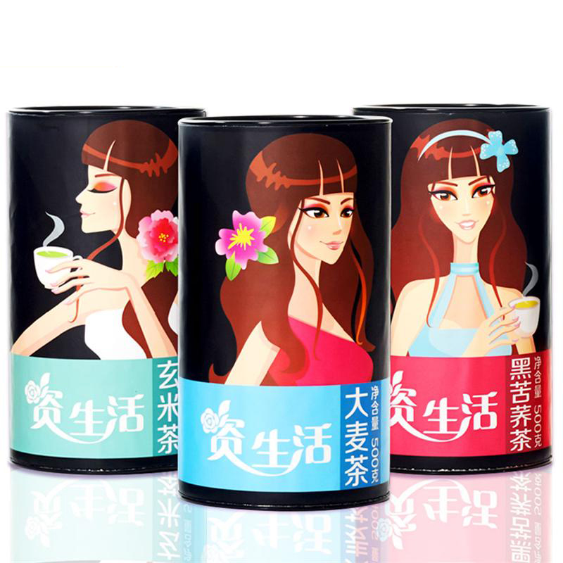 资生活茶叶 大麦茶 黑苦荞茶 玄米茶 三种花草茶组合 1500克