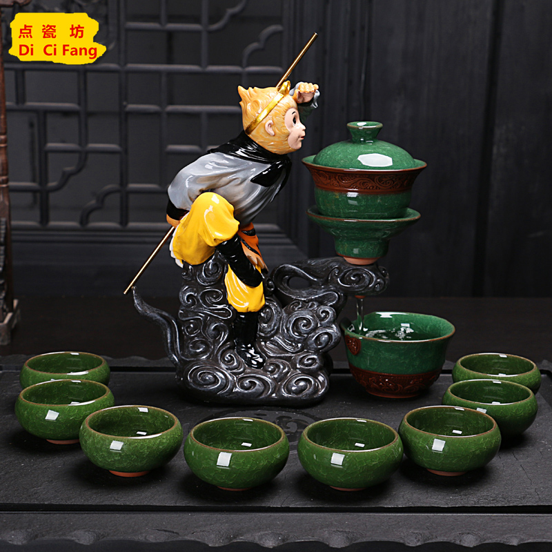 特价景德镇全半自动青花瓷红茶家用粗陶功夫茶具便捷泡茶器整套装