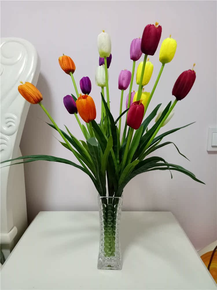 4头仿真郁金香假花绢花客厅落地摆设花艺装饰塑料干花