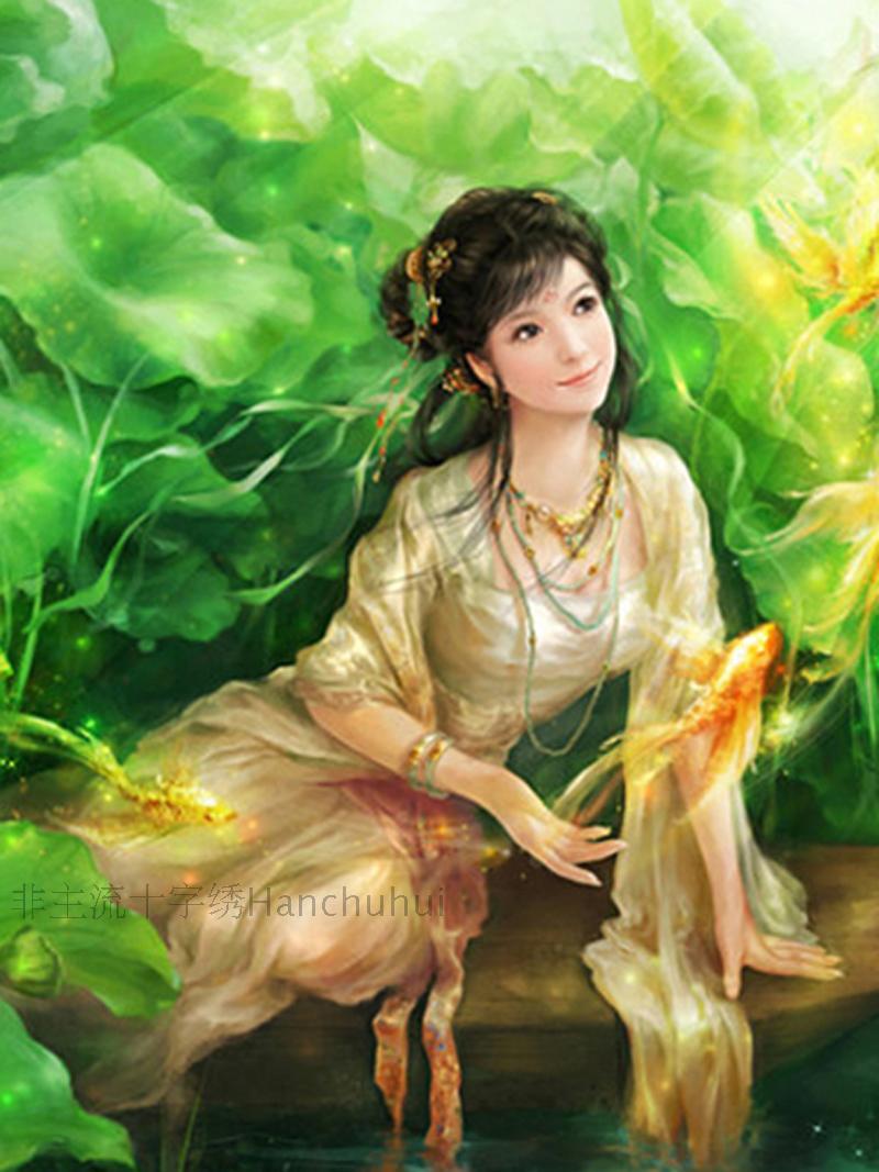 钻石画贴钻十字绣新款圆魔方满钻树脂方钻古风古代美女人物包邮