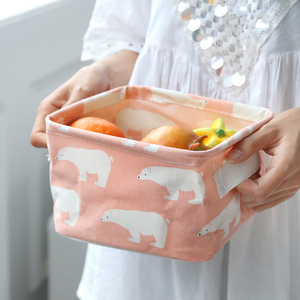 布艺棉麻桌面收纳筐