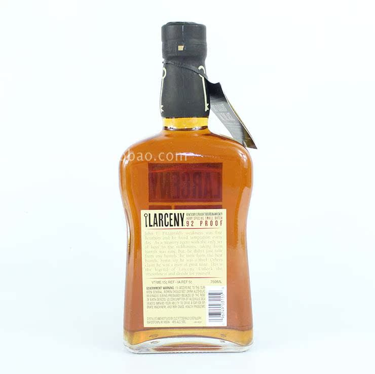 美国larceny 92 proof bourbon whiskey 圣睿小麦波本