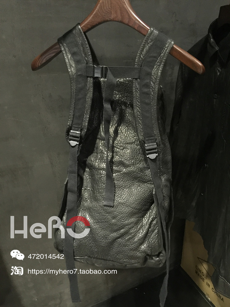 hero 暗黑先锋14ss秀款julius 7荔面牛皮立体 拉链双肩背包