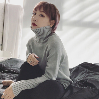 南瓜谷\/梧桐树下\/五色高领宽松慵懒高领套头毛