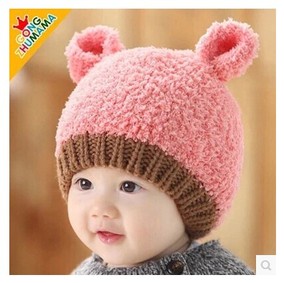正品[宝宝帽子护耳小熊绒]珊瑚绒小熊帽子织法