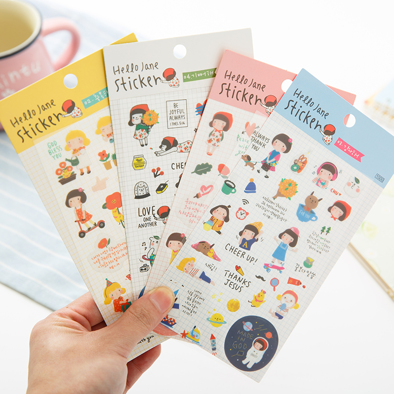 sticker手账本贴纸 可爱装饰手机女孩日记贴画 pvc透明diy相册贴
