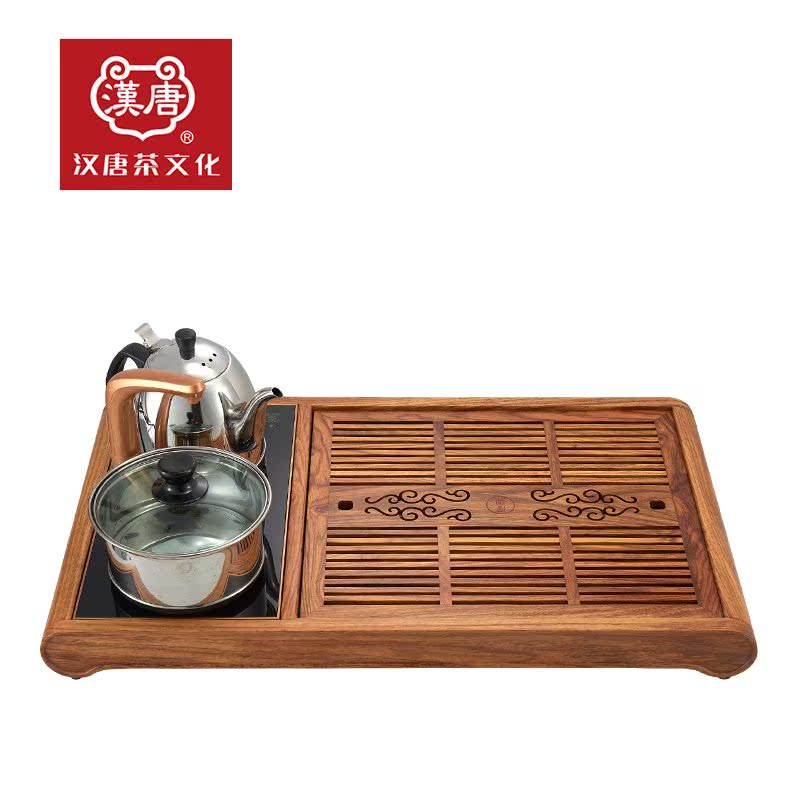 汉唐实木茶盘 花梨木书卷茶海 排水式茶台 功夫茶具套装特价包邮