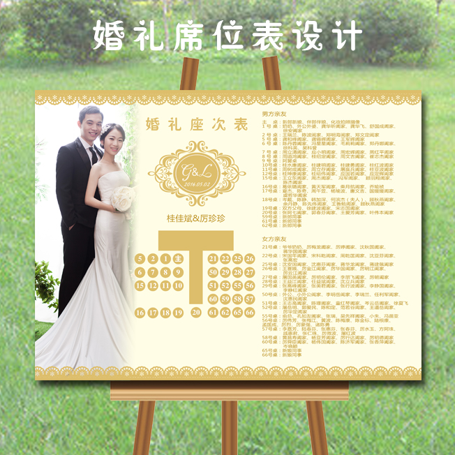 婚礼喜宴名单设计/婚礼席位图设计/结婚座次表/宴会席位卡