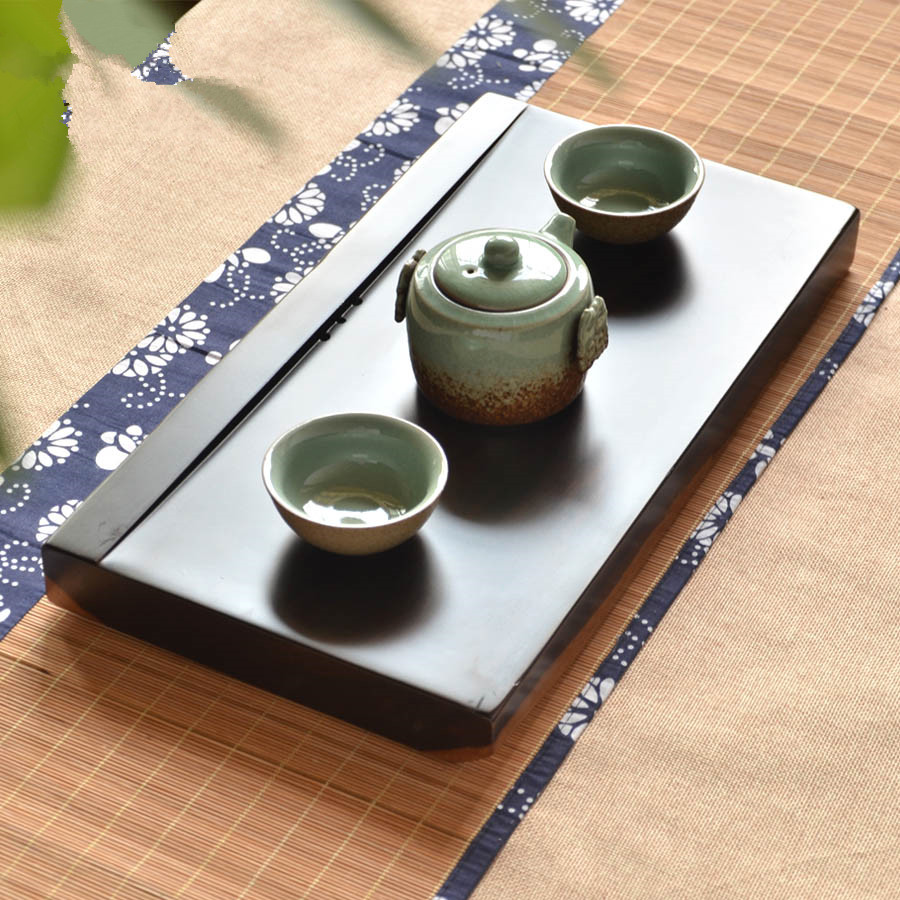 简约黑檀木茶盘功夫茶具排水式整块茶台实木制茶海茶托盘茶几特价