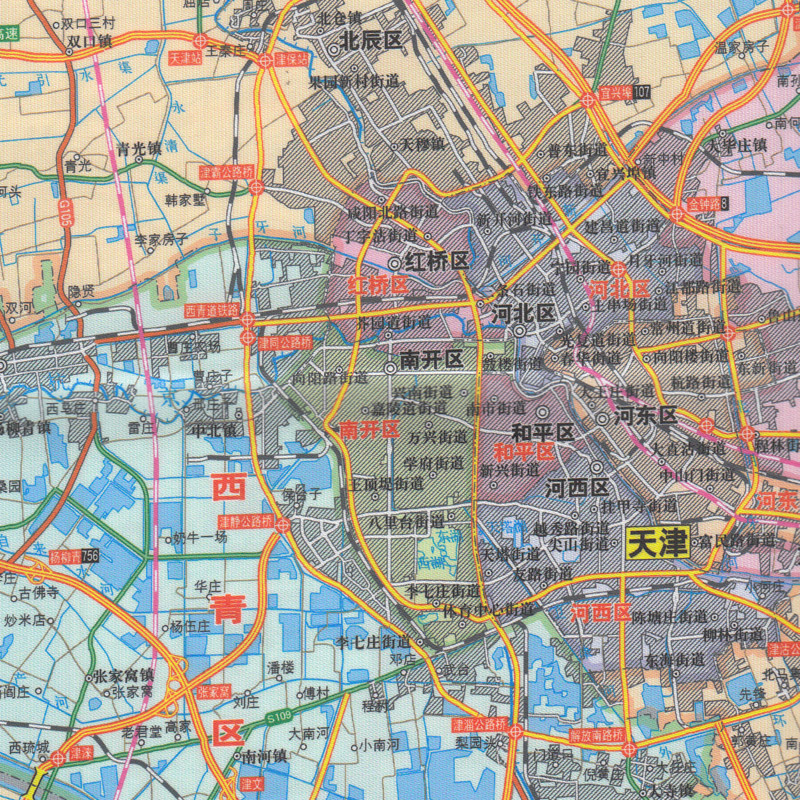 【丝绸地图】竖版新版 天津市地图挂图丝绸版 1.1米x0