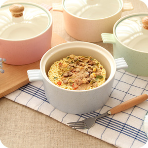 创意双耳带盖泡面碗