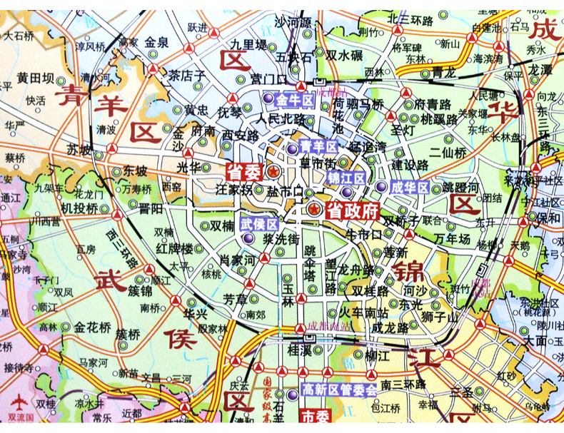 2017【全新升级 成都市地图挂图 双面防水覆膜 约1.5米x1.