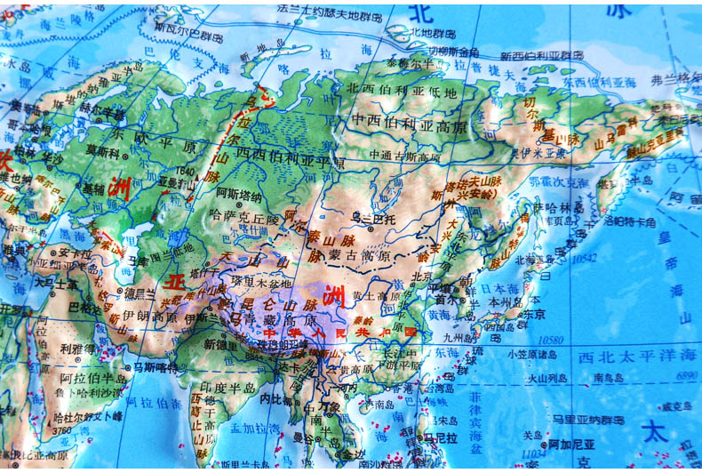 星球书包版世界地形图16开立体直观方便携带世界地理地图