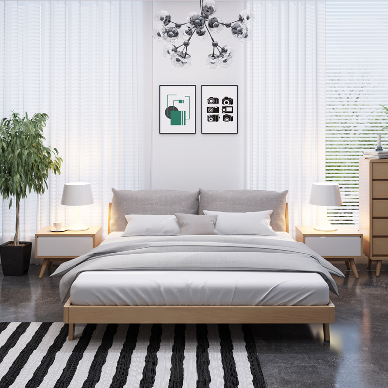 5米现代简约卧室家具北欧纯全实木床
