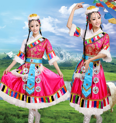 新款藏族舞蹈服装演出服装女 民族舞蹈表演服