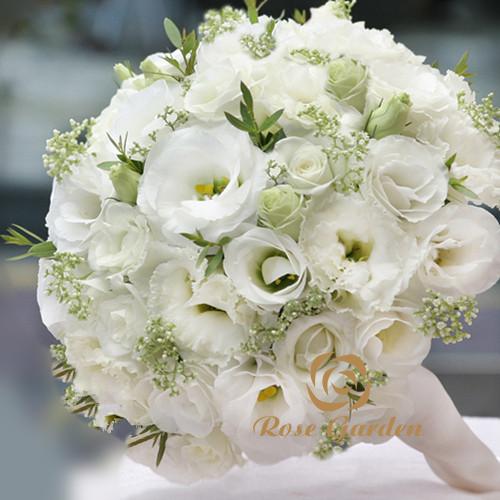 婚礼新娘手捧花 婚礼用花 球形手捧鲜花 广州天河花店送花 订花