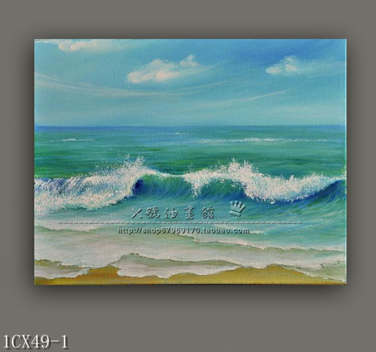 手绘油画 客厅办公室书房装饰画 餐厅油画风景画 大海海浪 壁挂画