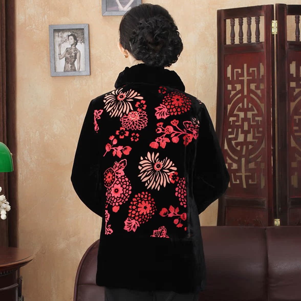 新款中老年棉衣女装冬装唐装外套中式棉服妈妈装女士旗袍上衣棉袄