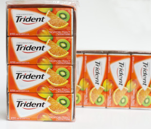 【特价】原装 美国原装trident 泡泡薄荷无糖口香糖16粒 white系列_步