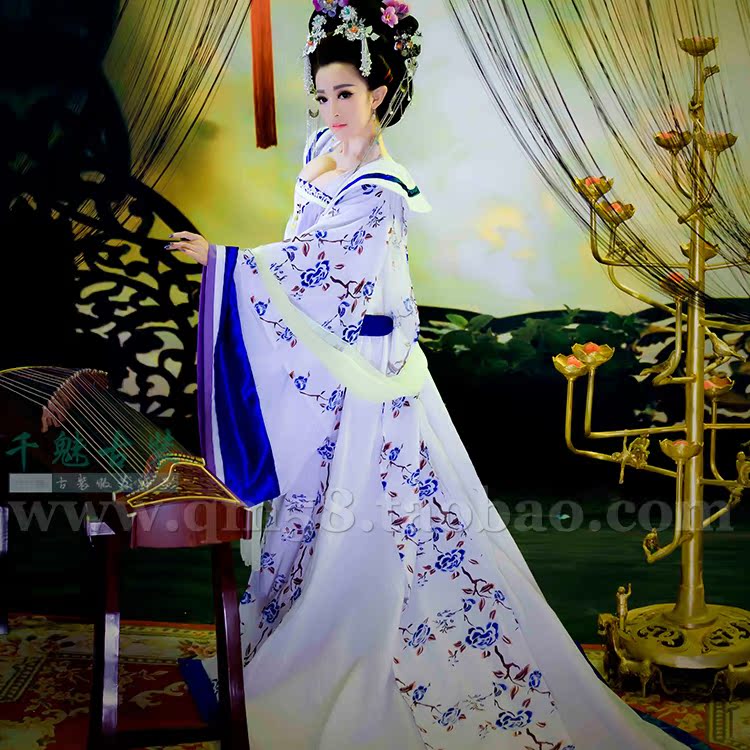 古装唐朝贵妃高腰襦裙武则天张钧甯影楼写真大拖尾服装舞台演出服