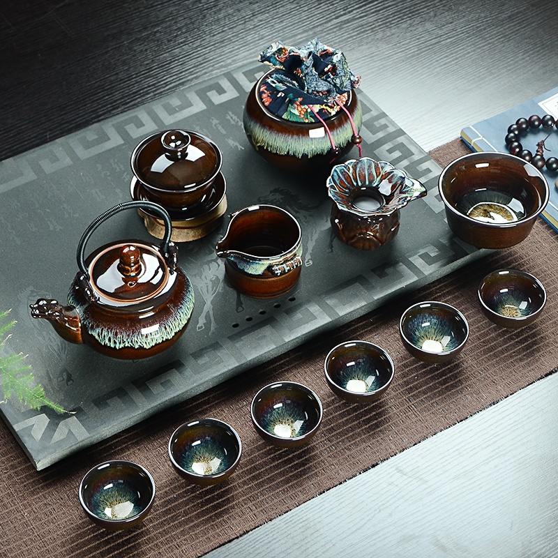 高档创意建盏茶具套装天目釉窑变功夫茶具整套瓷茶具套装送礼首选