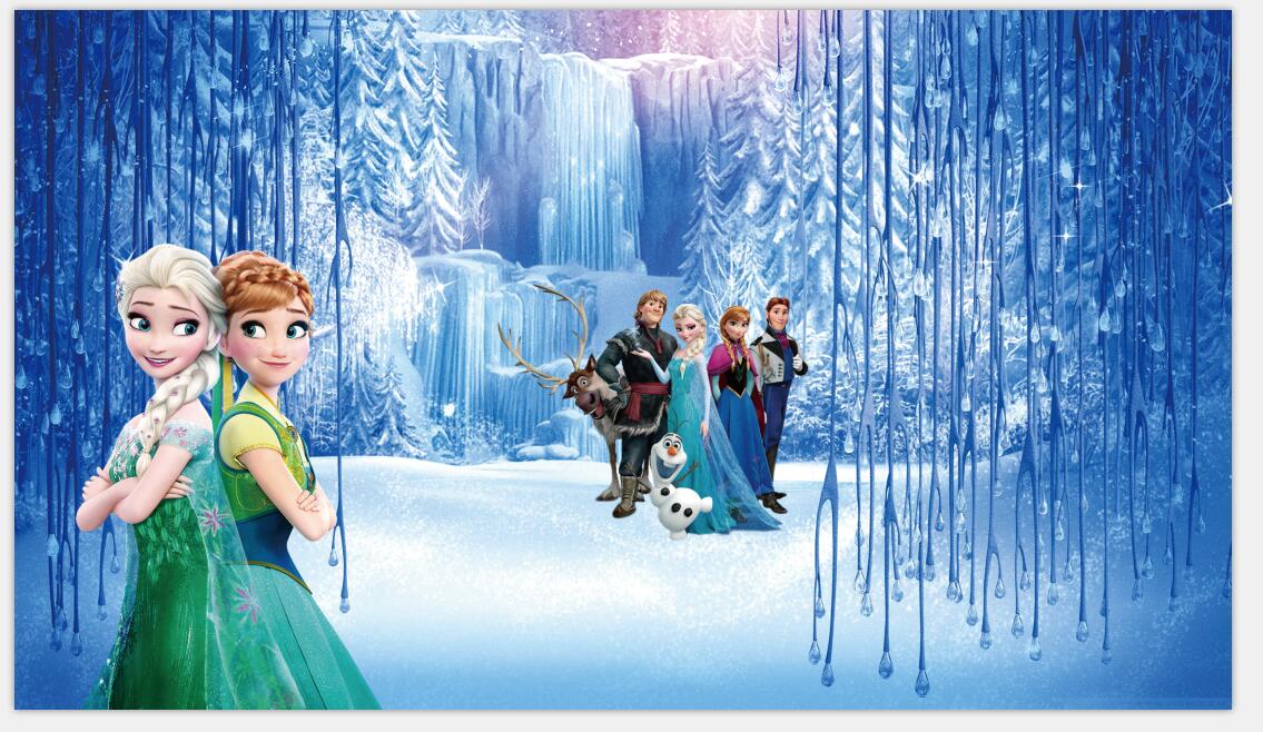 3d立体冰雪奇缘动漫动画墙壁纸 儿童房卧室卡通爱莎公主无缝壁画