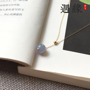 遇缘珠宝 天然a货冰糯种紫罗兰翡翠吊坠女款18k金镶嵌项链可调节