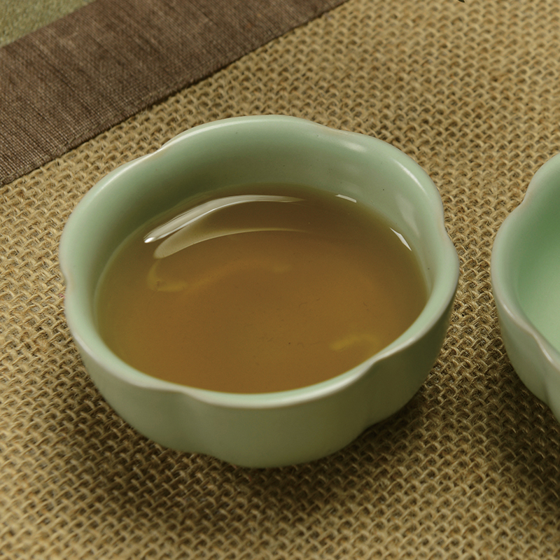 盂方 天青开片汝窑品茗茶杯 花瓣杯 陶瓷功夫茶具主人大杯子 单杯