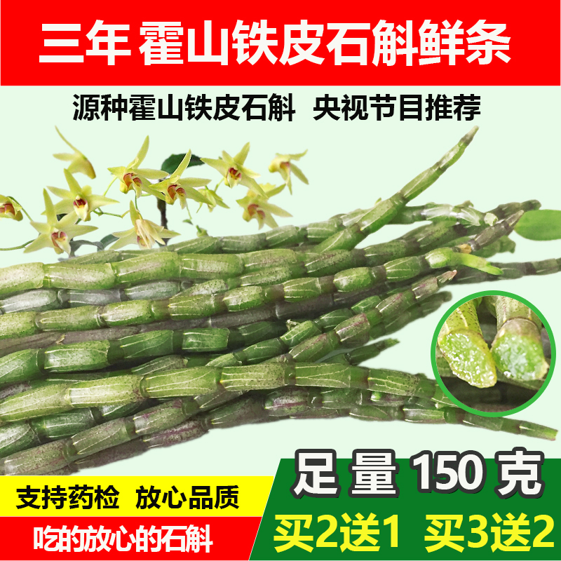三年生正宗仿野生新鲜霍山铁皮石斛鲜条铁皮枫斗精选足量150克