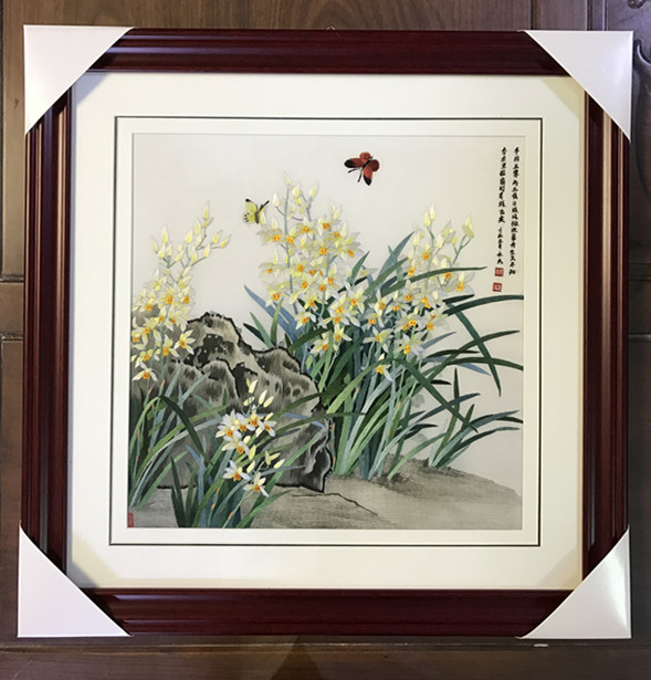 纯手工新款精品苏州刺绣画苏绣成品挂画玄关装饰画3535 兰花