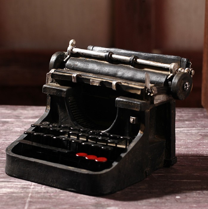 美式乡村复古做旧做脏树脂老式打字机家居饰品