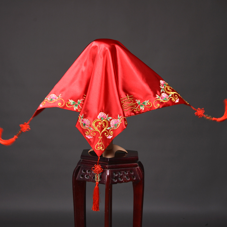 红盖头2017新款结婚盖头新娘中式刺绣红色古典秀禾服盖头喜帕流苏