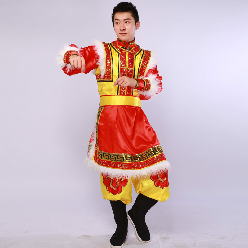 新款蒙古舞服装男演出服蒙古族舞蹈服男少数民族舞蹈服蒙古族服装